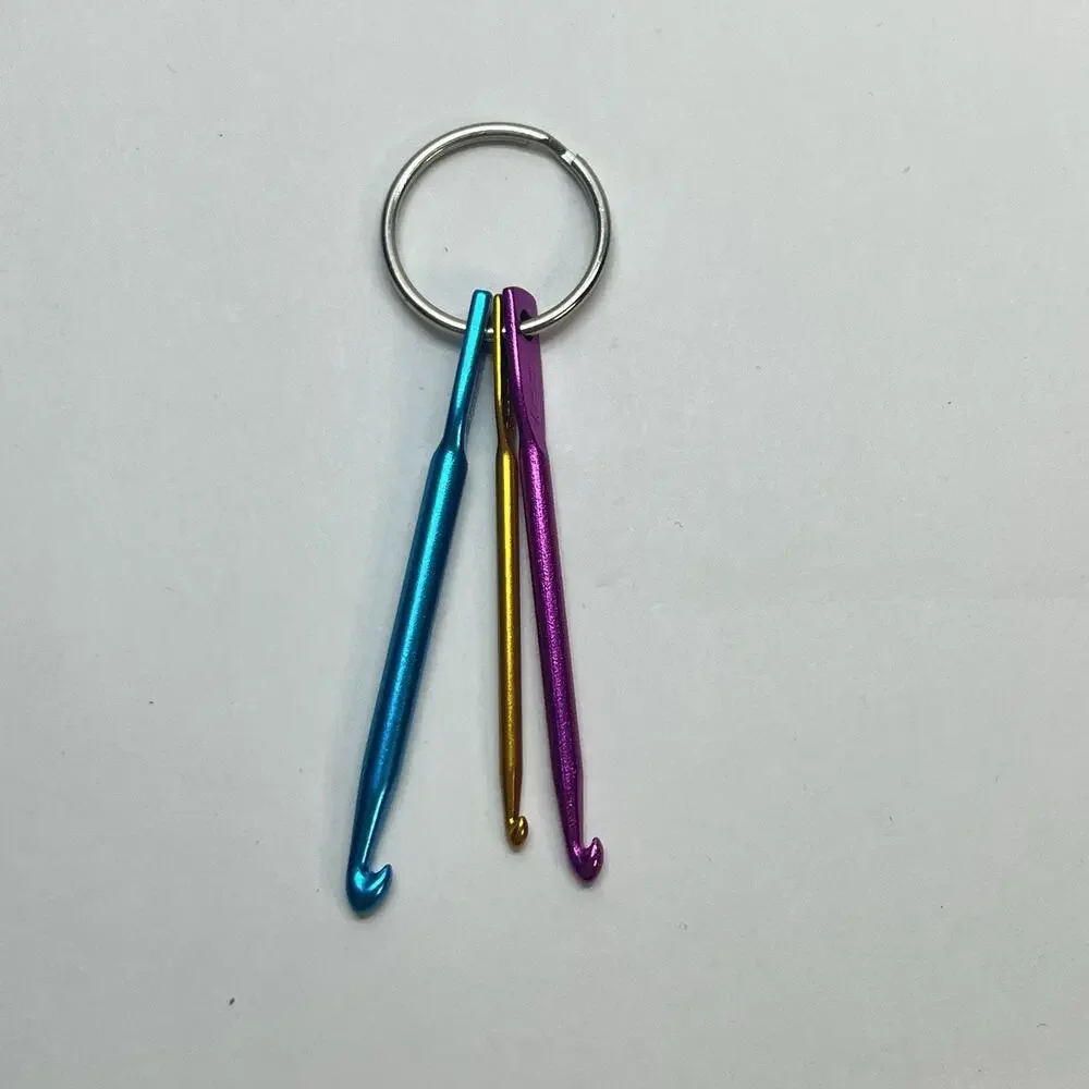 aluminum crochet hooks keychain 3‎ 4 5mm travel gift